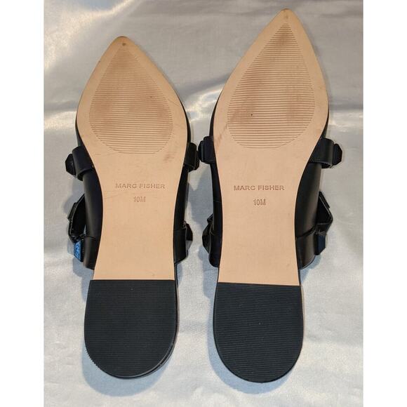 Marc Fisher Womens Searli Studded Strappy Mules Flats Black Size 10 Pointed Toe - Picture 8 of 9